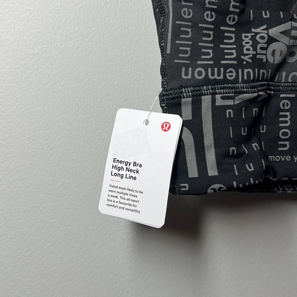 NWT Lululemon Energy High-Neck Longline Bra in Lululemon Ombre Black Multi SZ 4 - Picture 6 of 8